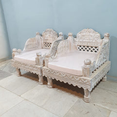 Indian Furniture Classic Hand Carved Traditional Sofa Set With Center Table D1