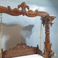 Maharaja Indian Traditional Hand Carved Solid Wood Swing Set Walnut 2