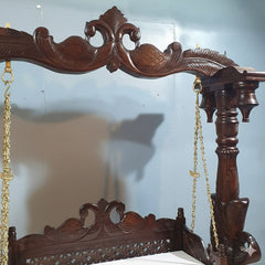 Maharaja Indian Traditional Hand Carved Solid Wood Swing Set Dark Chocolate 1