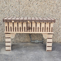 Iron Hand Carved Solid Wood Storage Console Table Natural