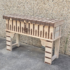 Iron Hand Carved Solid Wood Storage Console Table Natural