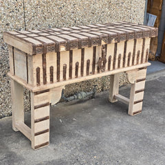 Iron Hand Carved Solid Wood Storage Console Table Natural