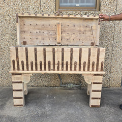 Iron Hand Carved Solid Wood Storage Console Table Natural