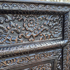 Indian Handmade Carved Wooden Mirror Frame Chocolate Brown