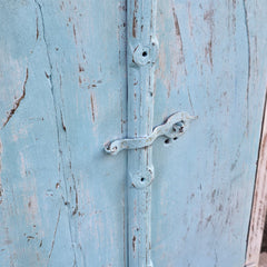 Indian Antique Hand Carved Old Small Door Panel Blue