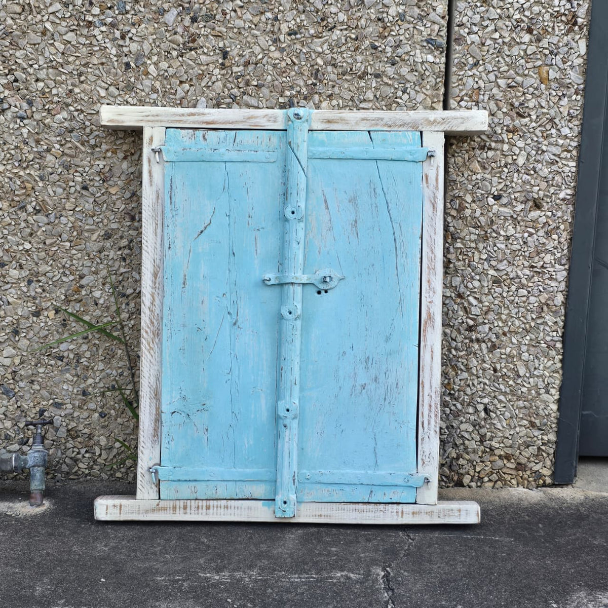 Indian Antique Hand Carved Old Small Door Panel Blue