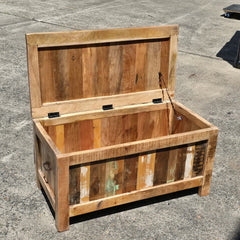 NIRVANA Reclaimed Wood Boat Timber Blanket Box Toy chest 90x45x45 cm