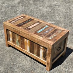 NIRVANA Reclaimed Wood Boat Timber Blanket Box Toy chest 90x45x45 cm