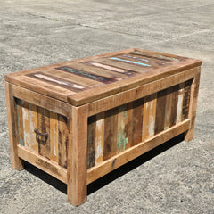 NIRVANA Reclaimed Wood Boat Timber Blanket Box Toy chest 90x45x45 cm