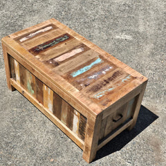 NIRVANA Reclaimed Wood Boat Timber Blanket Box Toy chest 90x45x45 cm