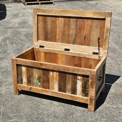 NIRVANA Reclaimed Wood Boat Timber Blanket Box Toy chest 90x45x45 cm