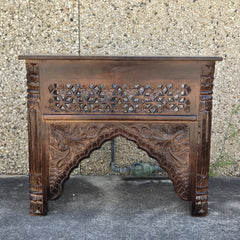 Mehrab Indian Hand Carved Jali Hall Console Table Brown