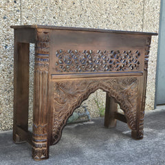 Mehrab Indian Hand Carved Jali Hall Console Table Brown