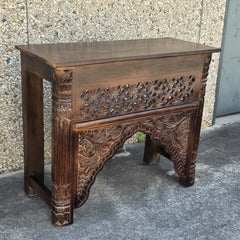 Mehrab Indian Hand Carved Jali Hall Console Table Brown