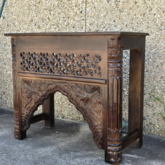 Mehrab Indian Hand Carved Jali Hall Console Table Brown