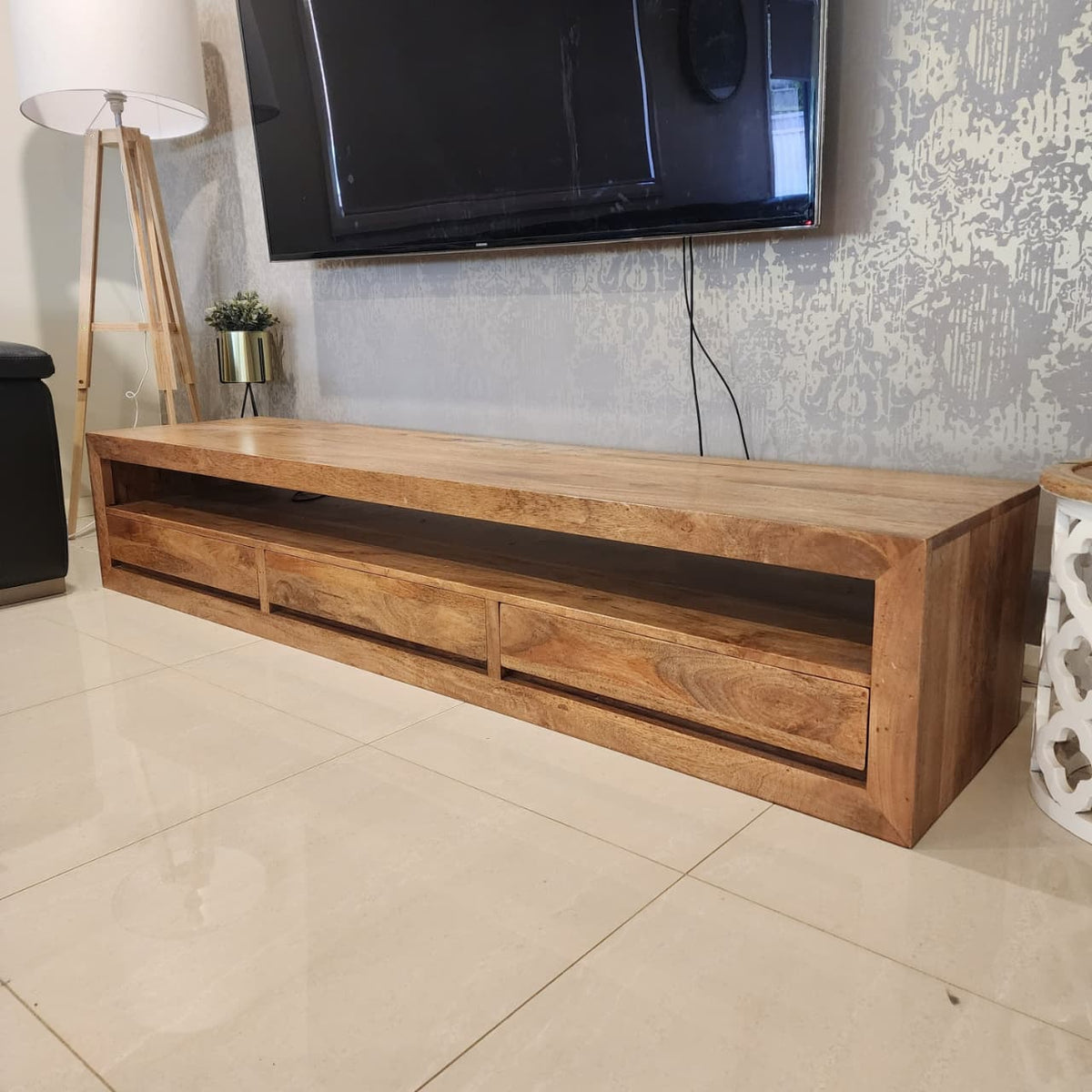 Handmade Indian Furniture Solid Hard Wood TV Unit