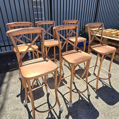 6 x Industrial Metal High Bar Chairs 45x45x118cm A1 - CLEARANCE