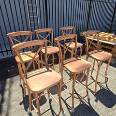 6 x Industrial Metal High Bar Chairs 45x45x118cm A1 - CLEARANCE