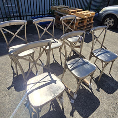 6 X Industrial Metal High Dining Chairs 45x45x90cm- CLEARANCE