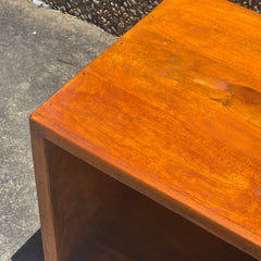 Hand Carved Solid Wood Bedside Table Natural honey brown