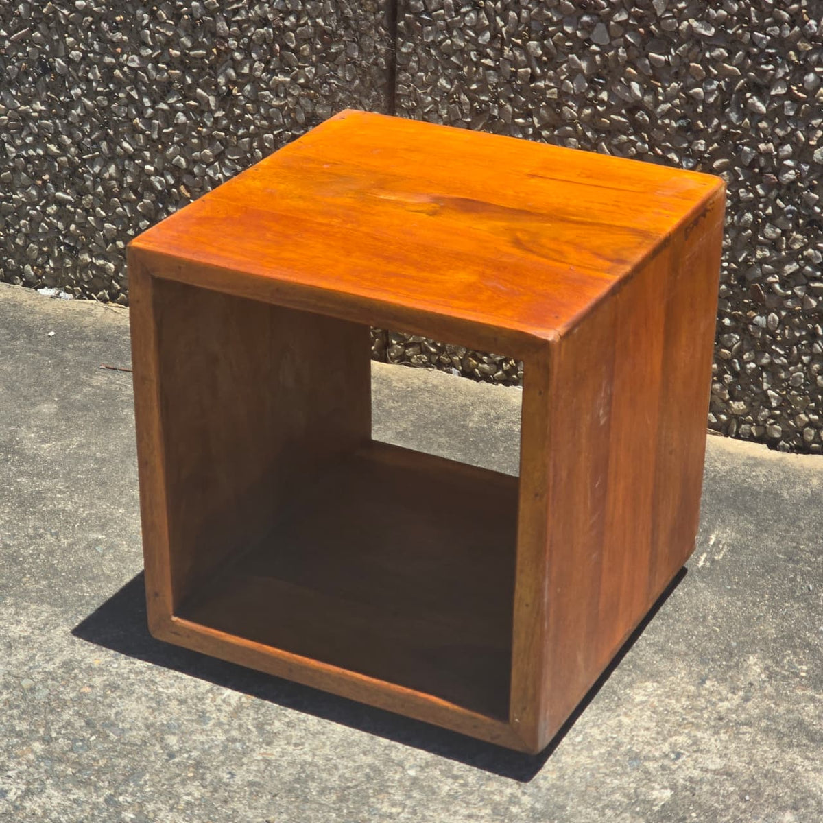 Hand Carved Solid Wood Bedside Table Natural honey brown