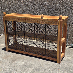 Angle Industrial Jali Iron and Wood Console Bar Table