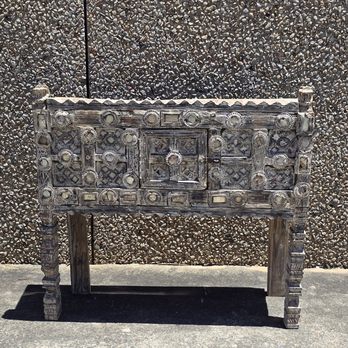 Indian Antique Tribal Hand Carved Art Wooden Damchiya Vanity