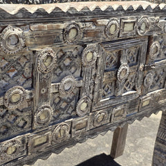 Indian Antique Tribal Hand Carved Art Wooden Damchiya Vanity