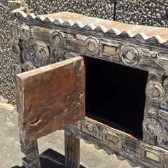 Indian Antique Tribal Hand Carved Art Wooden Damchiya Vanity