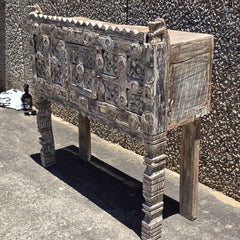 Indian Antique Tribal Hand Carved Art Wooden Damchiya Vanity