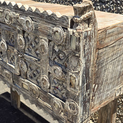 Indian Antique Tribal Hand Carved Art Wooden Damchiya Vanity