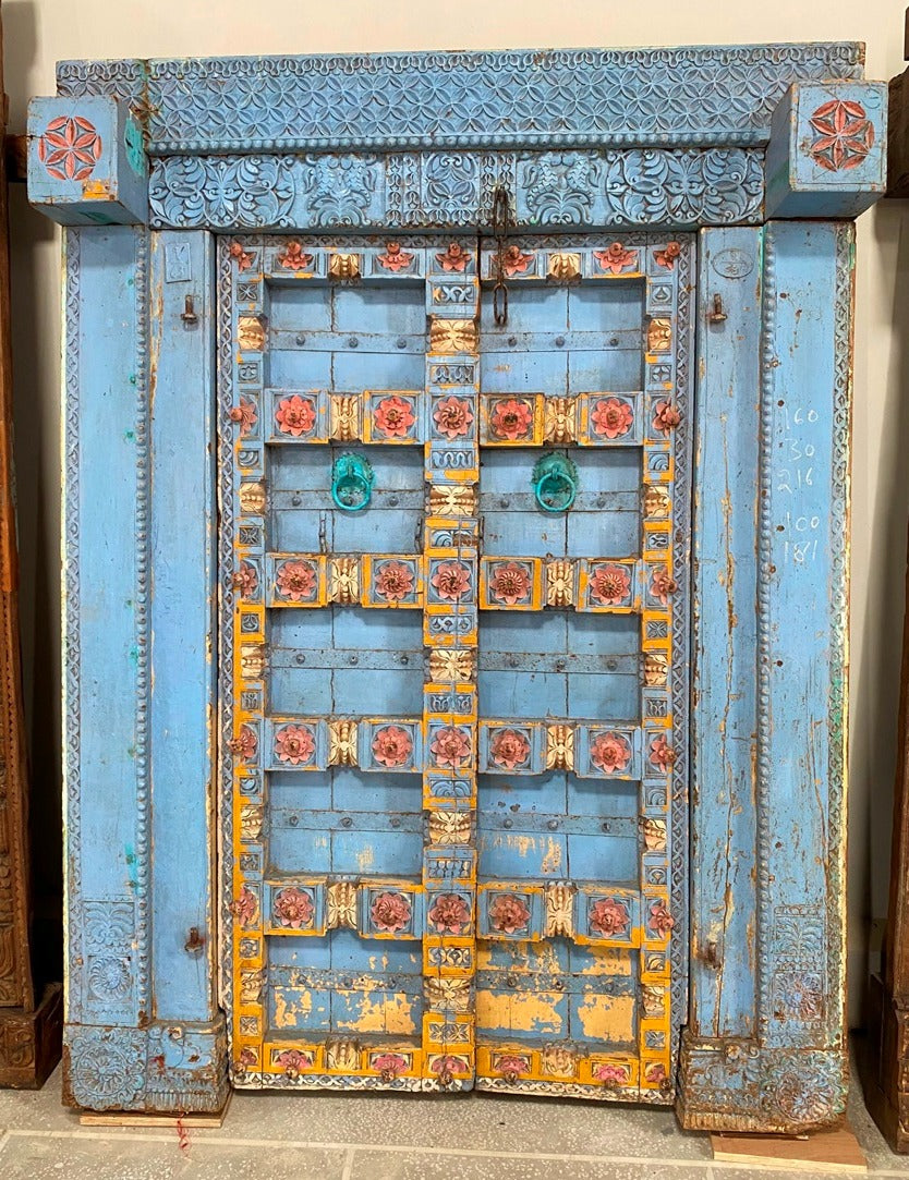 Indian Vintage Antique Hand Carved Solid Wooden Door A37