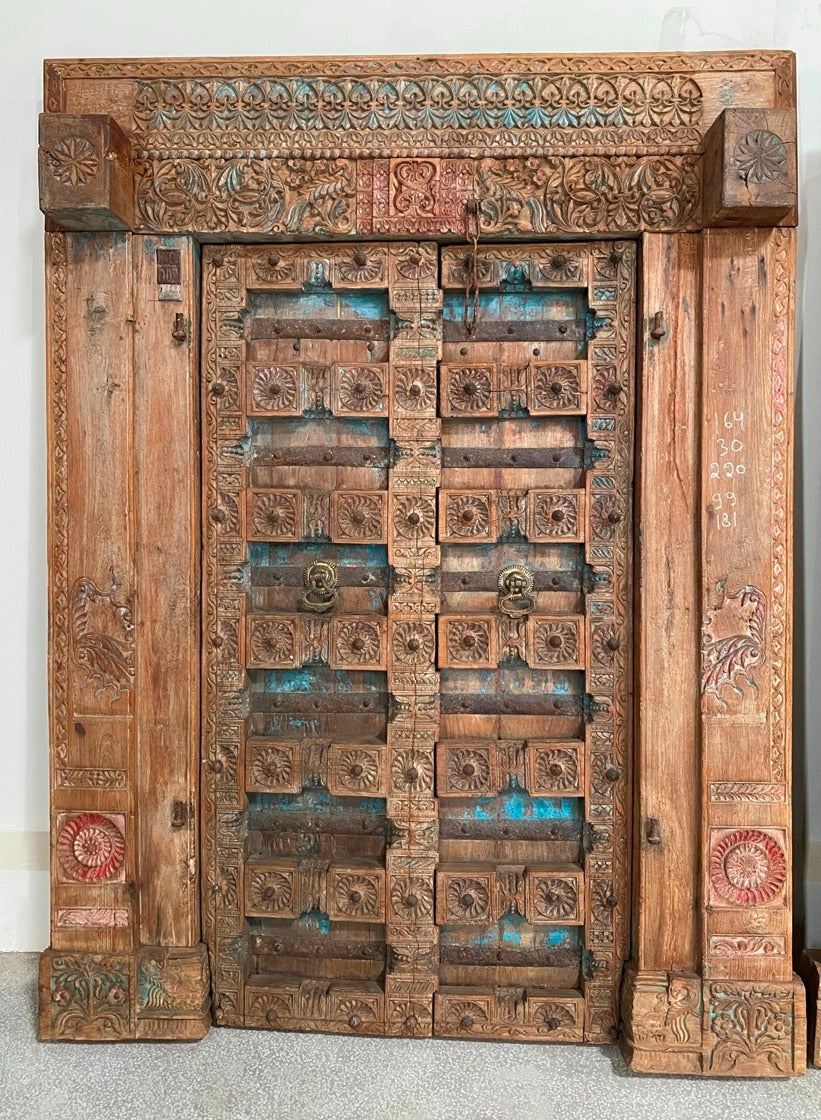 Indian Vintage Antique Hand Carved Solid Wooden Door A39