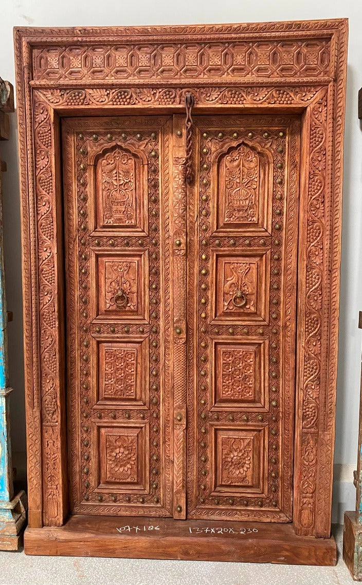 Indian Vintage Antique Hand Carved Solid Wooden Door A41