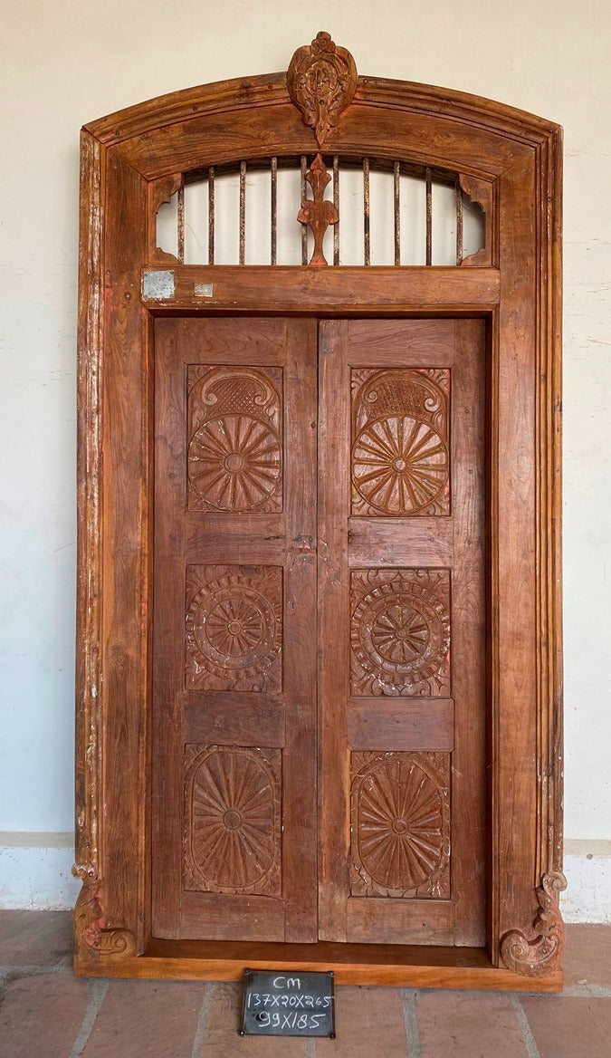 Indian Vintage Antique Hand Carved Solid Wooden Door A43
