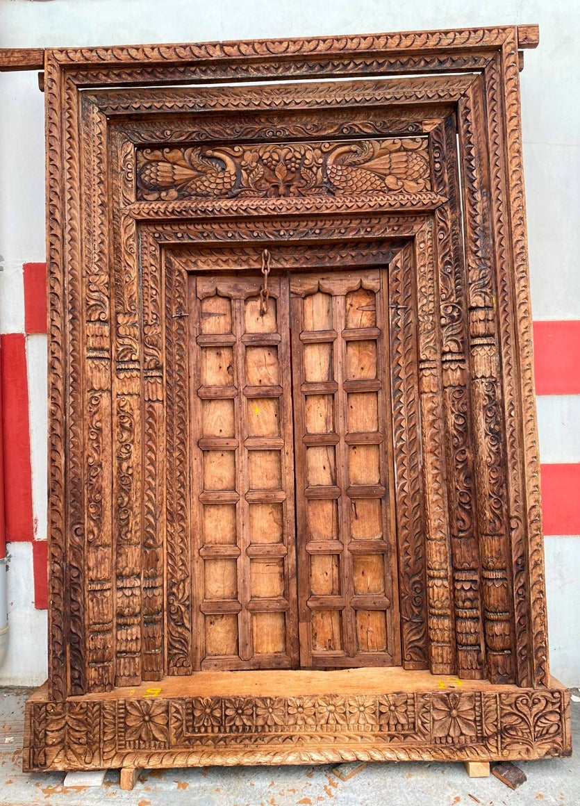Indian Vintage Antique Hand Carved Solid Wooden Door A46
