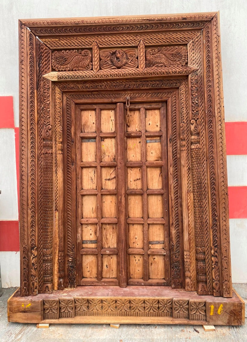 Indian Vintage Antique Hand Carved Solid Wooden Door A47