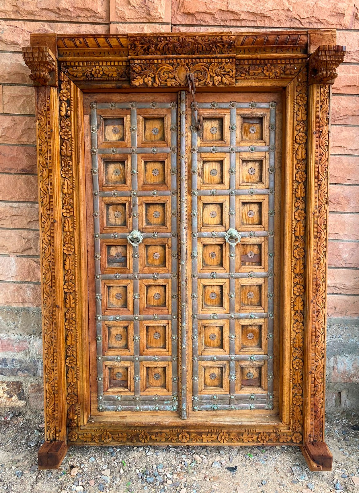 Indian Vintage Antique Hand Carved Solid Wooden Door A49
