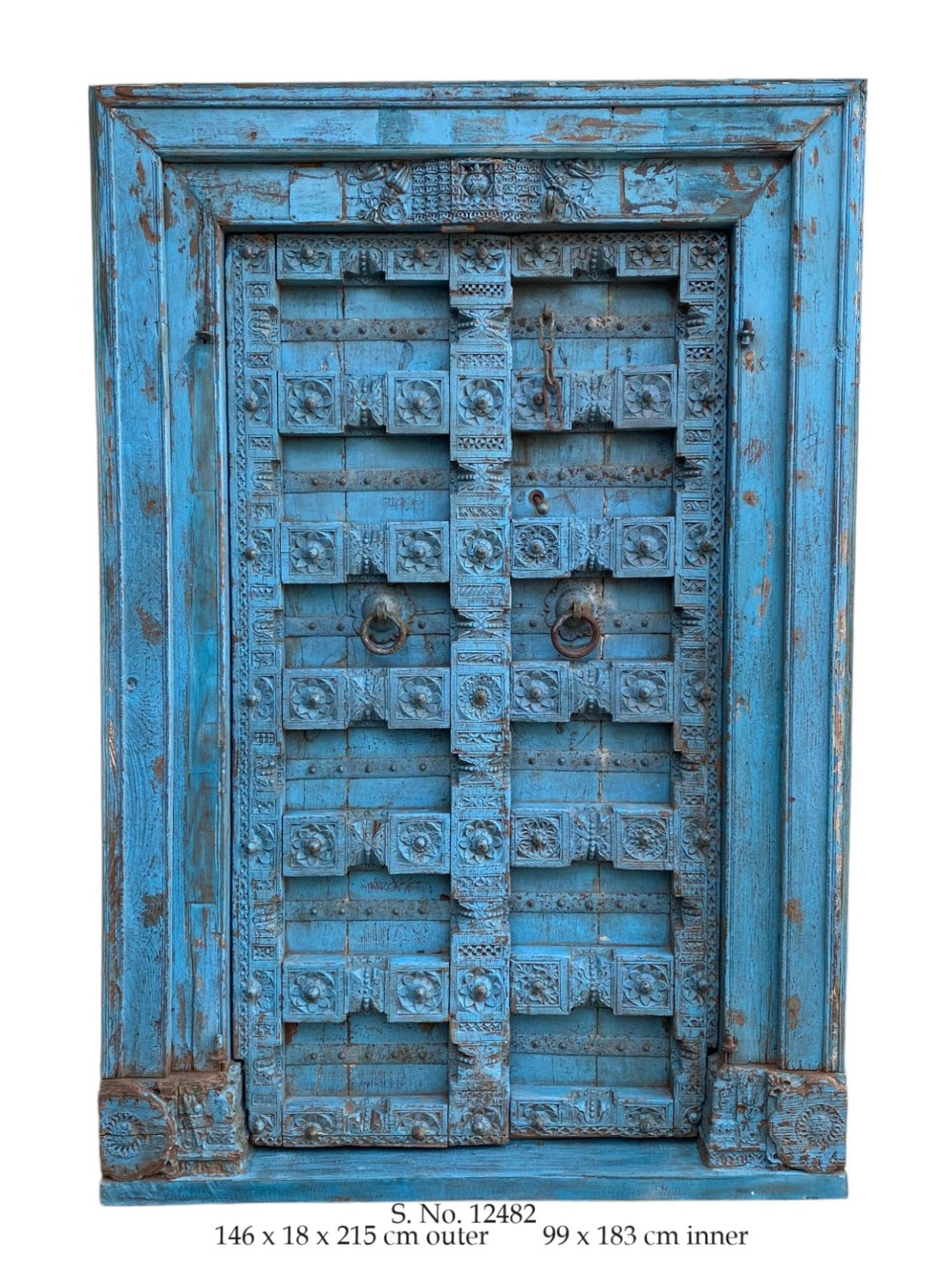 Indian Vintage Antique Hand Carved Solid Wooden Door A51