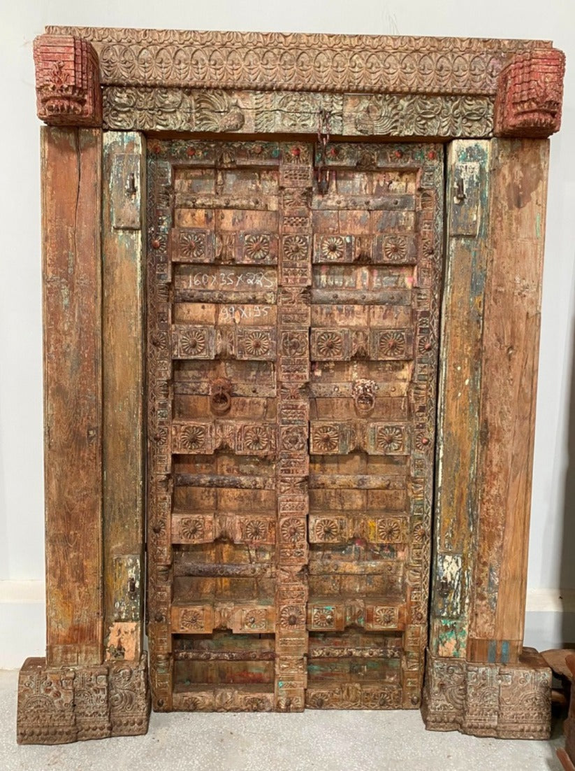 Indian Vintage Antique Hand Carved Solid Wooden Door A57
