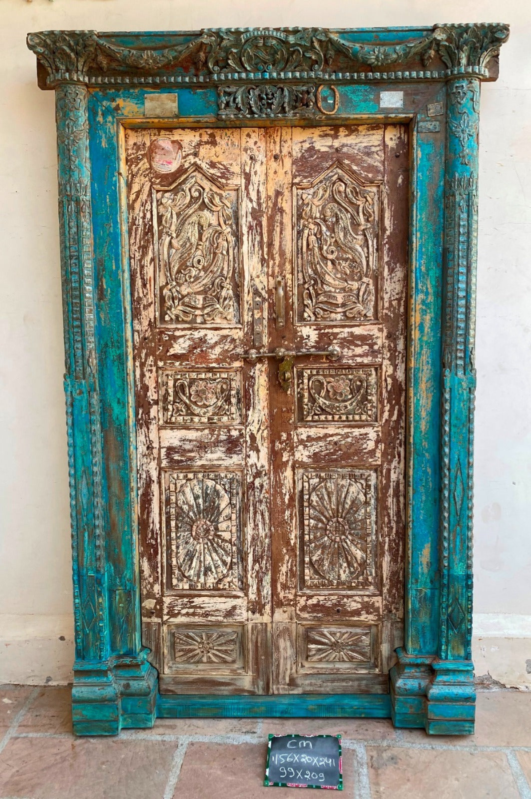 Indian Vintage Antique Hand Carved Solid Wooden Door A56