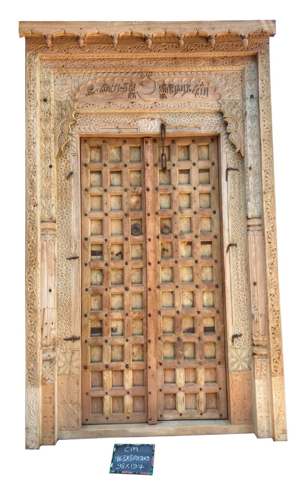 Indian Vintage Antique Hand Carved Solid Wooden Door A60