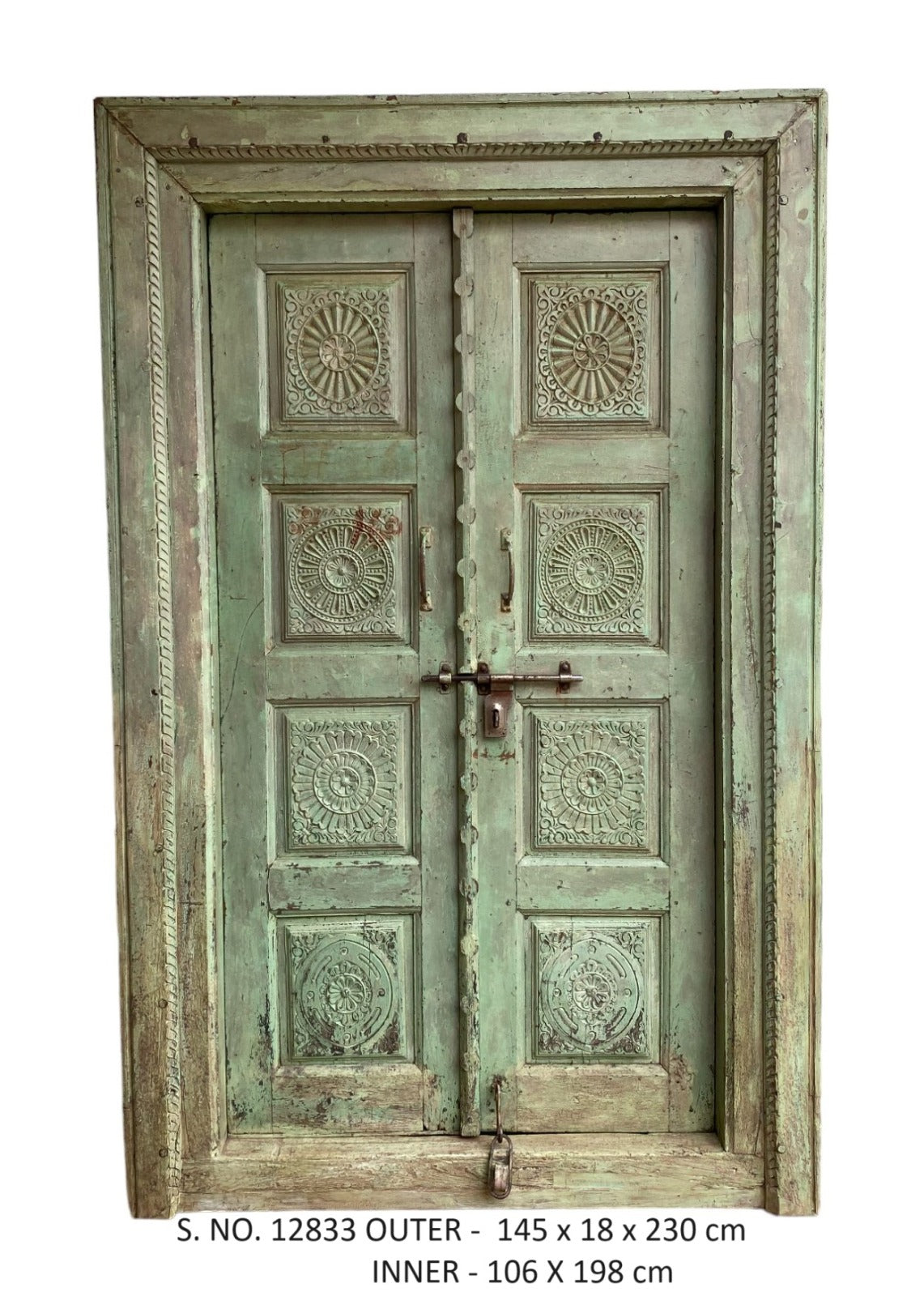 Indian Vintage Antique Hand Carved Solid Wooden Door A58