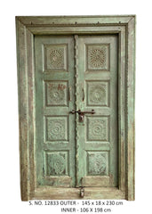 Indian Vintage Antique Hand Carved Solid Wooden Door A58