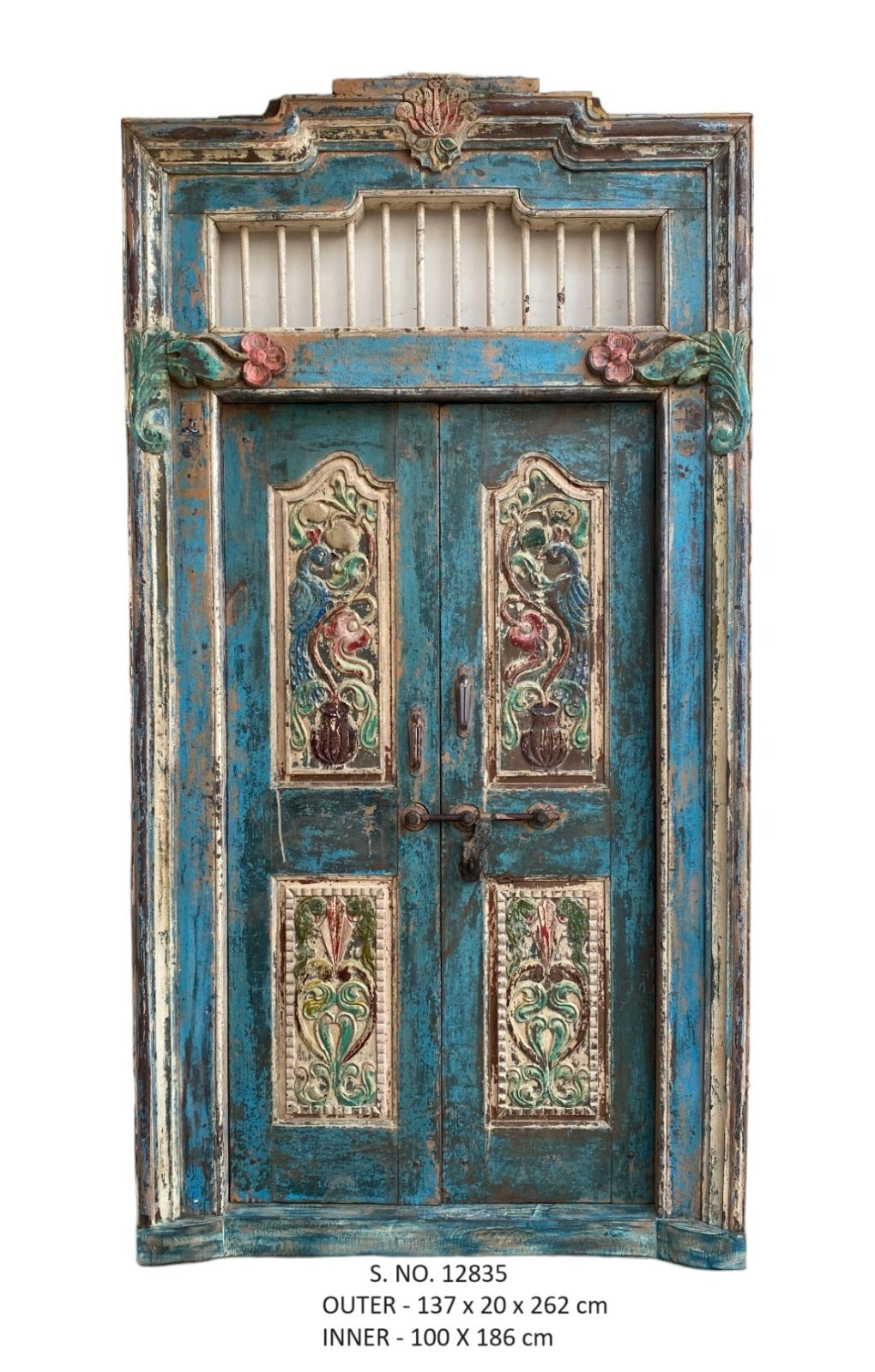 Indian Vintage Antique Hand Carved Solid Wooden Door A62