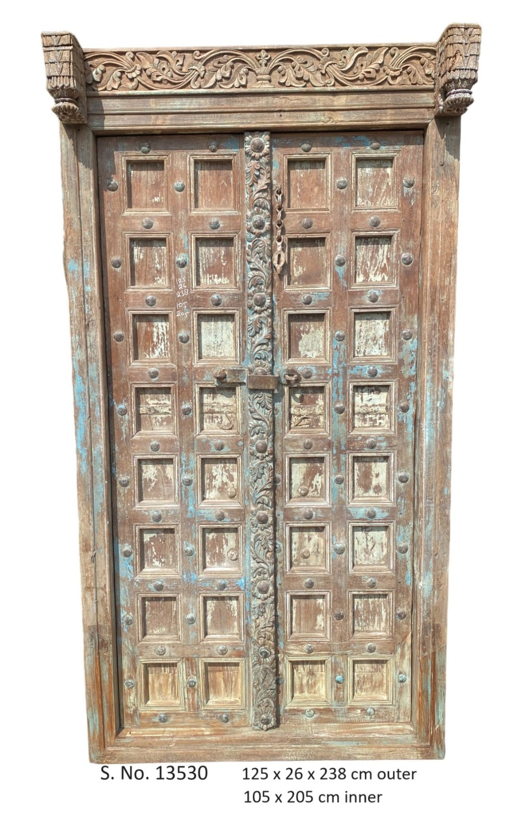 Indian Vintage Antique Hand Carved Solid Wooden Door A64