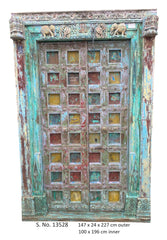 Indian Vintage Antique Hand Carved Solid Wooden Door A63