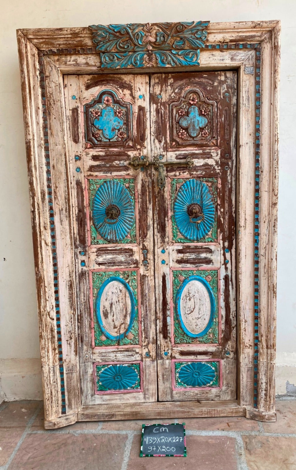 Indian Vintage Antique Hand Carved Solid Wooden Door A68