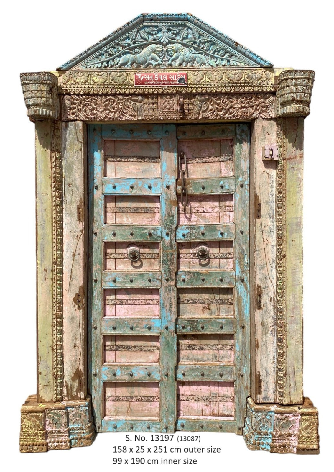 Indian Vintage Antique Hand Carved Solid Wooden Door A65