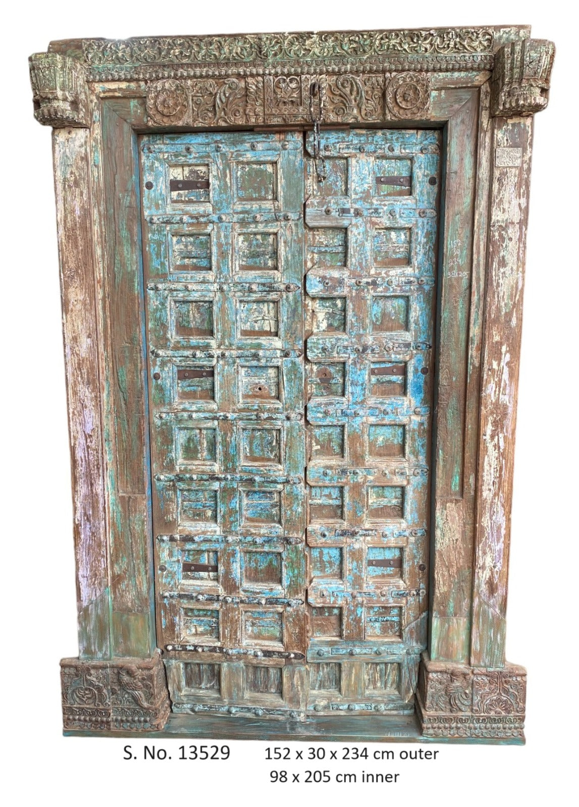 Indian Vintage Antique Hand Carved Solid Wooden Door A70